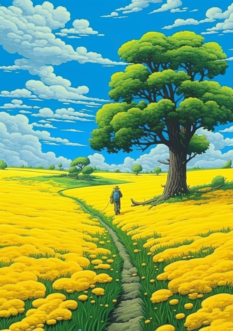 路人背影走在小路唯美背景元素组图共3000多幅-满山片野的黄花,插画/手绘图,插画/手绘图库,插画/手绘图下载,插画/手绘